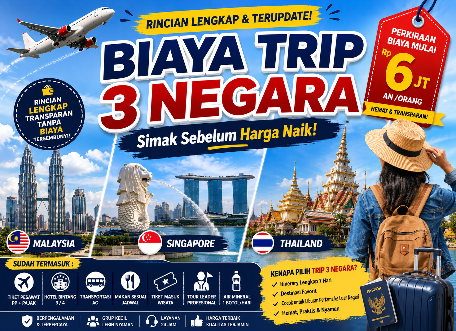 Biaya Trip 3 Negara 2026, Simak Sebelum Harga Naik!