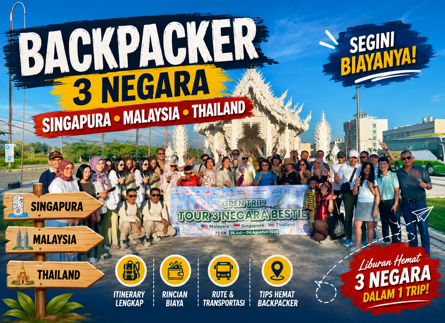 Backpacker 3 Negara Singapura Malaysia Thailand, Segini Biayanya